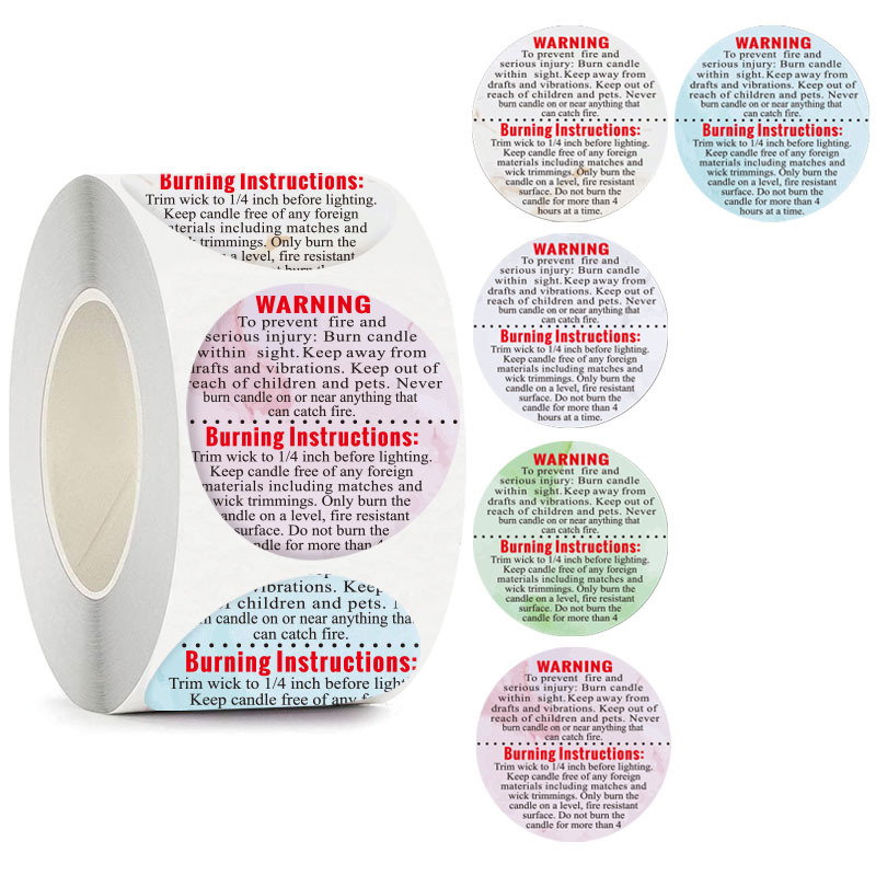 Candle Warning Label - 500 szt. Etykiet Ostrzegawczych na Słoiki