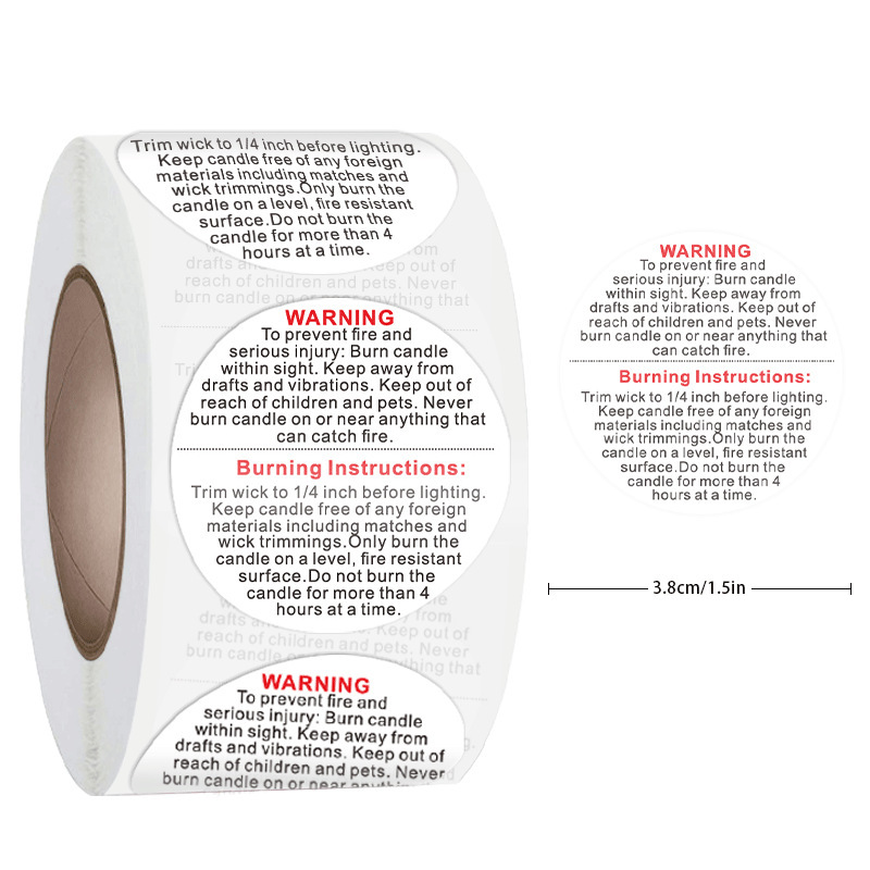 Candle Warning Label - 100-500 szt. 2,5 cm (1 cal)