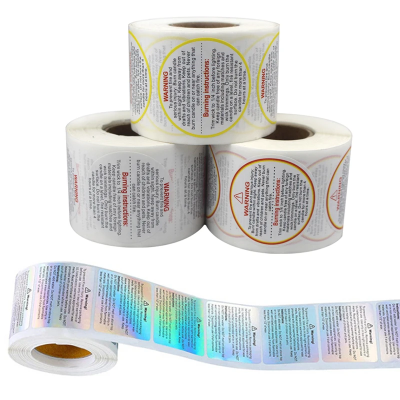 Candle Warning Label - 500Pcs Etykieta ostrzegawcza na świecę Laserowy