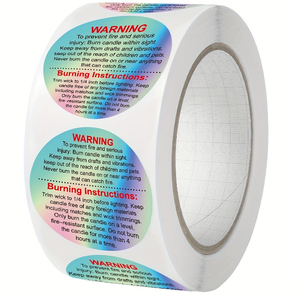 Candle Warning Label - 500 sztuk etykiet ostrzegawczych przed roztopieniem