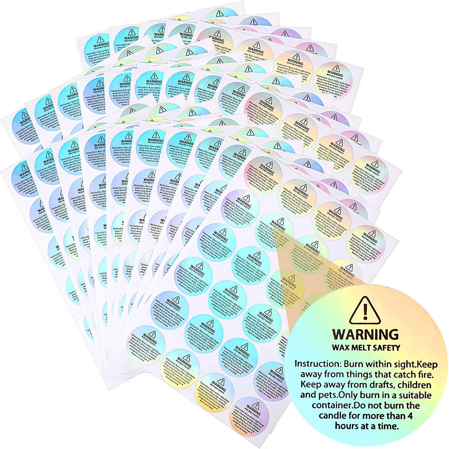 Candle Warning Label - Holograficzne 96 szt. Etykiety ostrzegawcze na