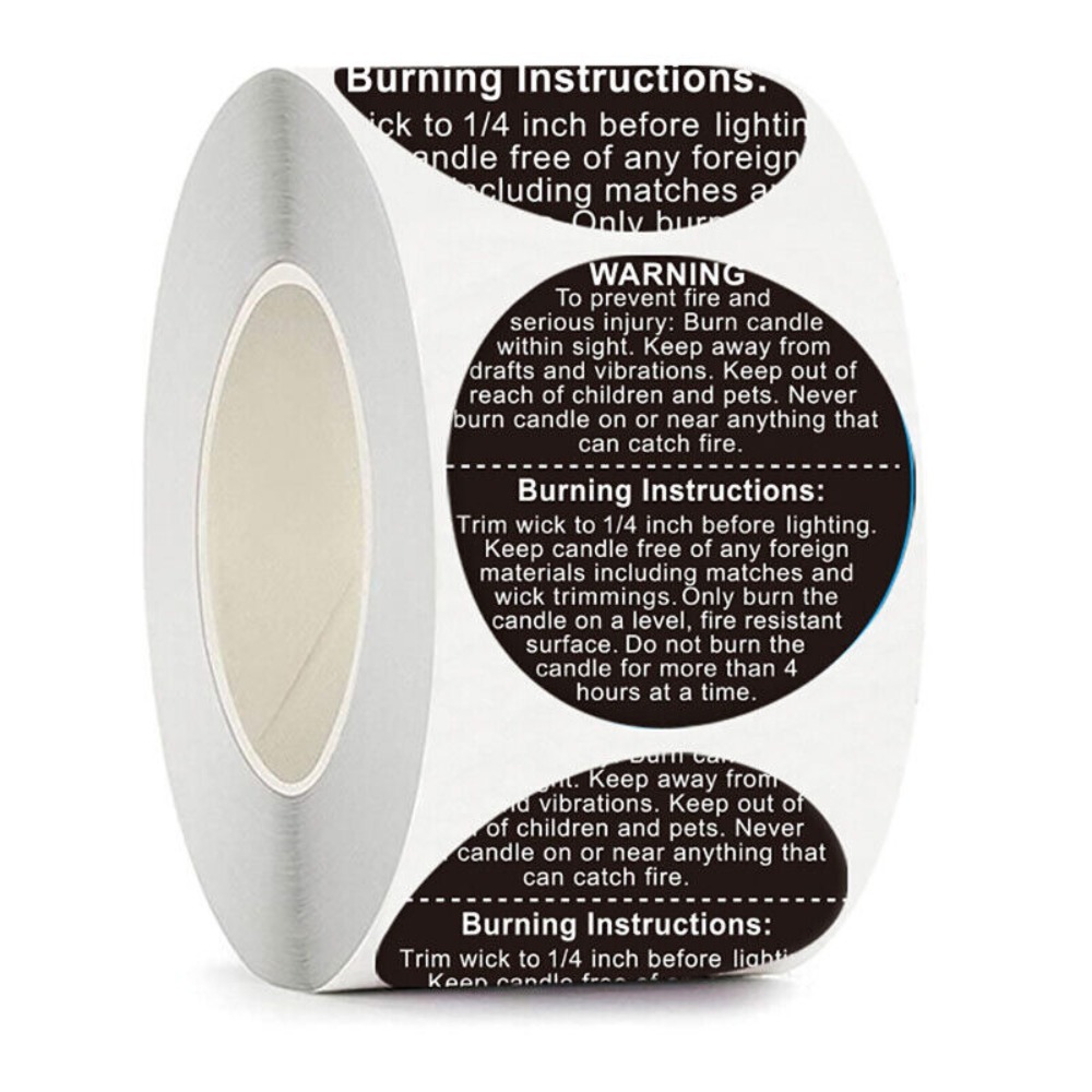Candle Warning Label - Samoprzylepne etykiety na słoiki na świece,