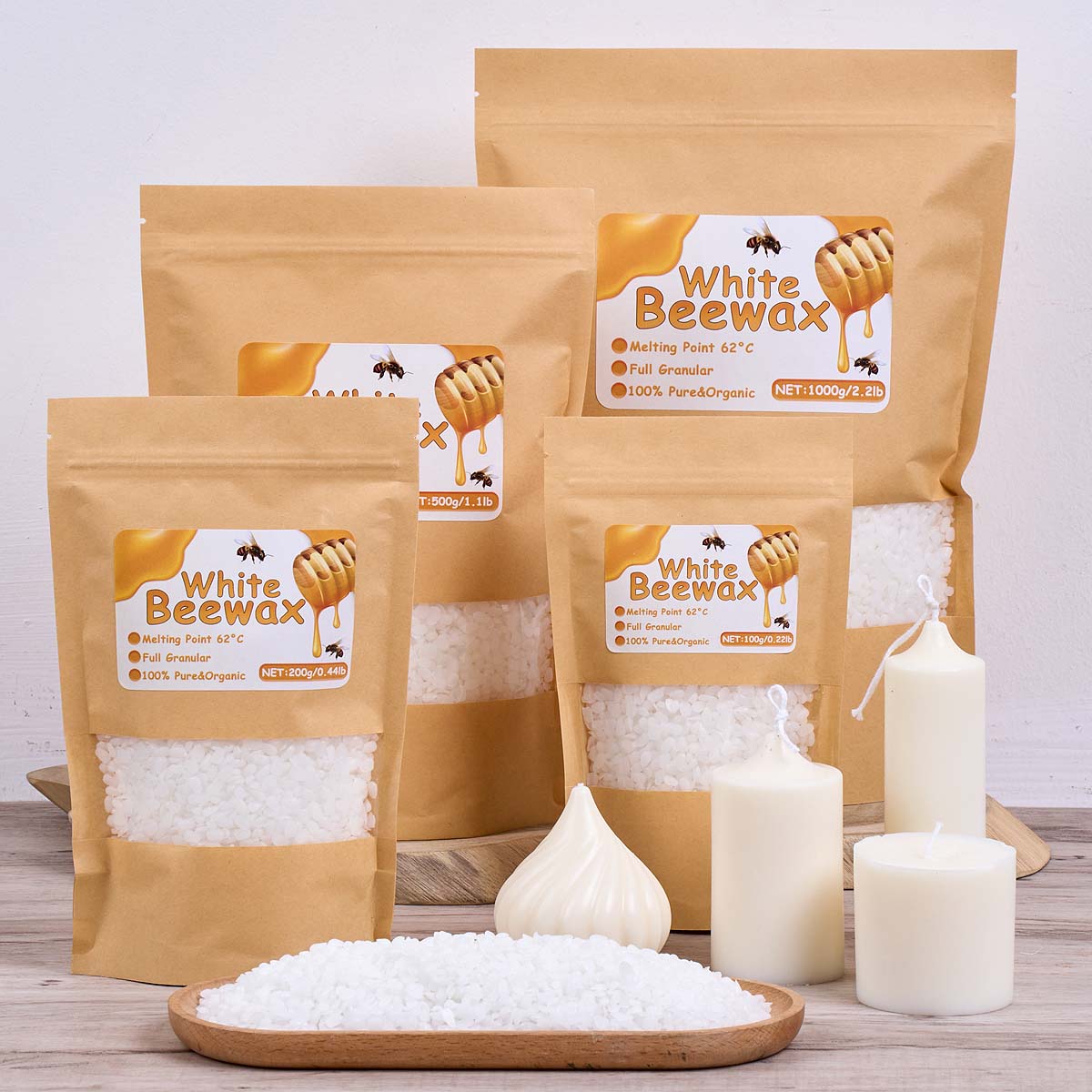 1000g Białego Wosku Pszczelego – Candle Making Kit Beeswax recenzja i cena